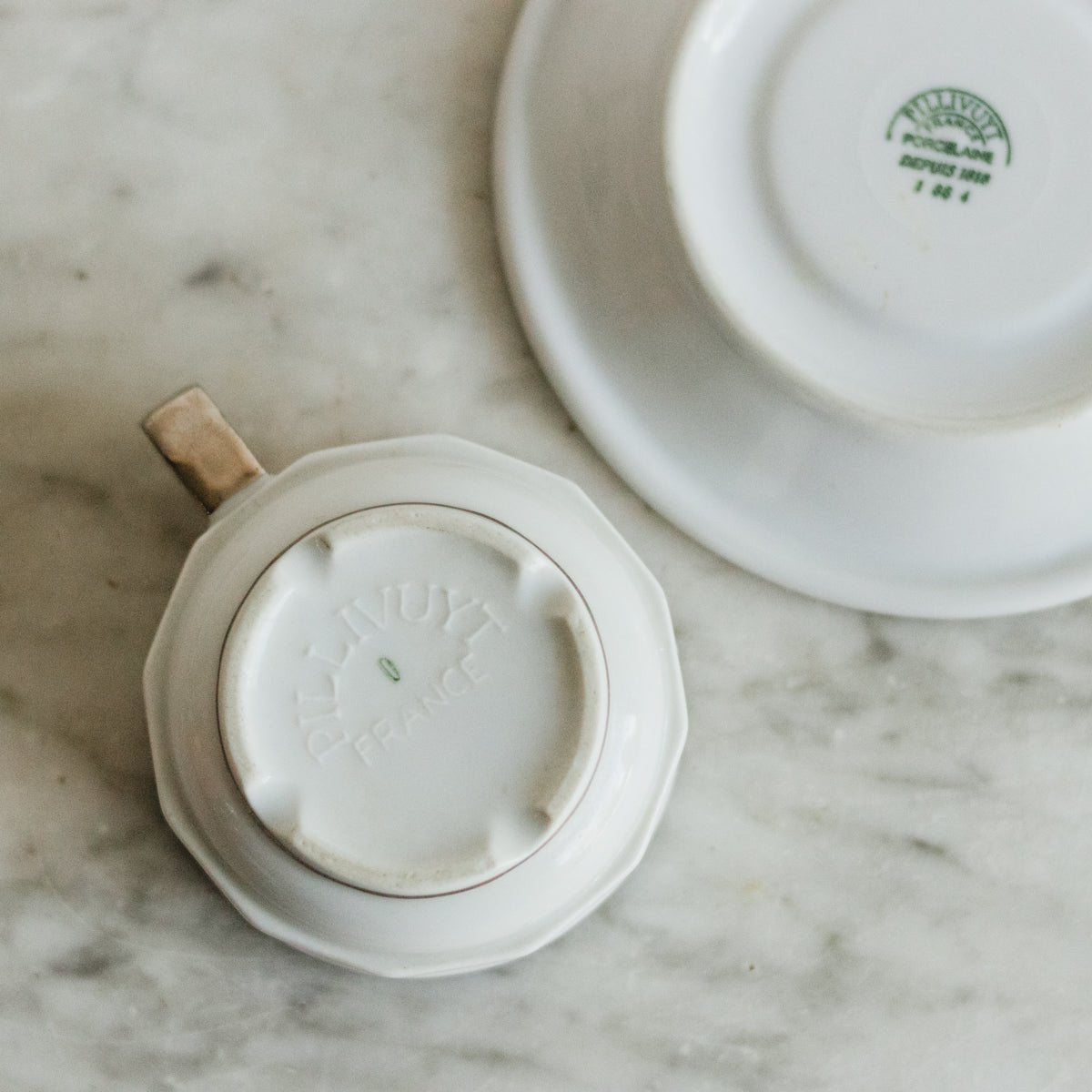 Pair Of Pillivuyt Tea Cups And Saucers - elsie green - The French Kitchen