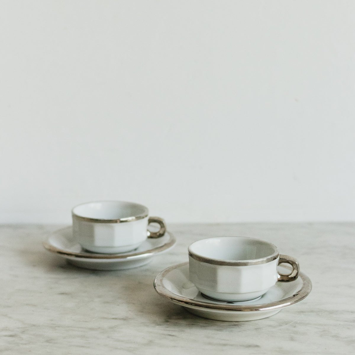 Pair Of Pillivuyt Tea Cups And Saucers - elsie green - The French Kitchen