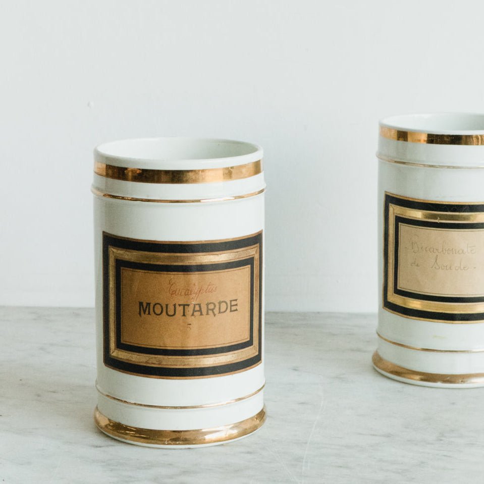 Pair of Porcelain Apothecary Canisters - elsie green - decor