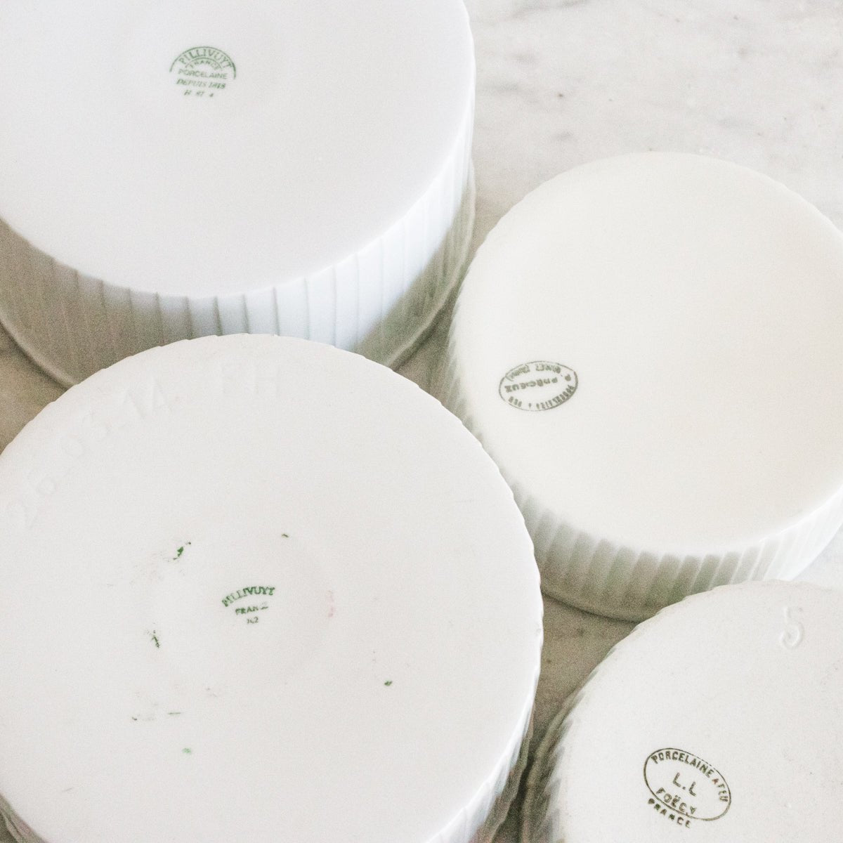 Pair of Porcelain Souffle Molds - elsie green - French Kitchen