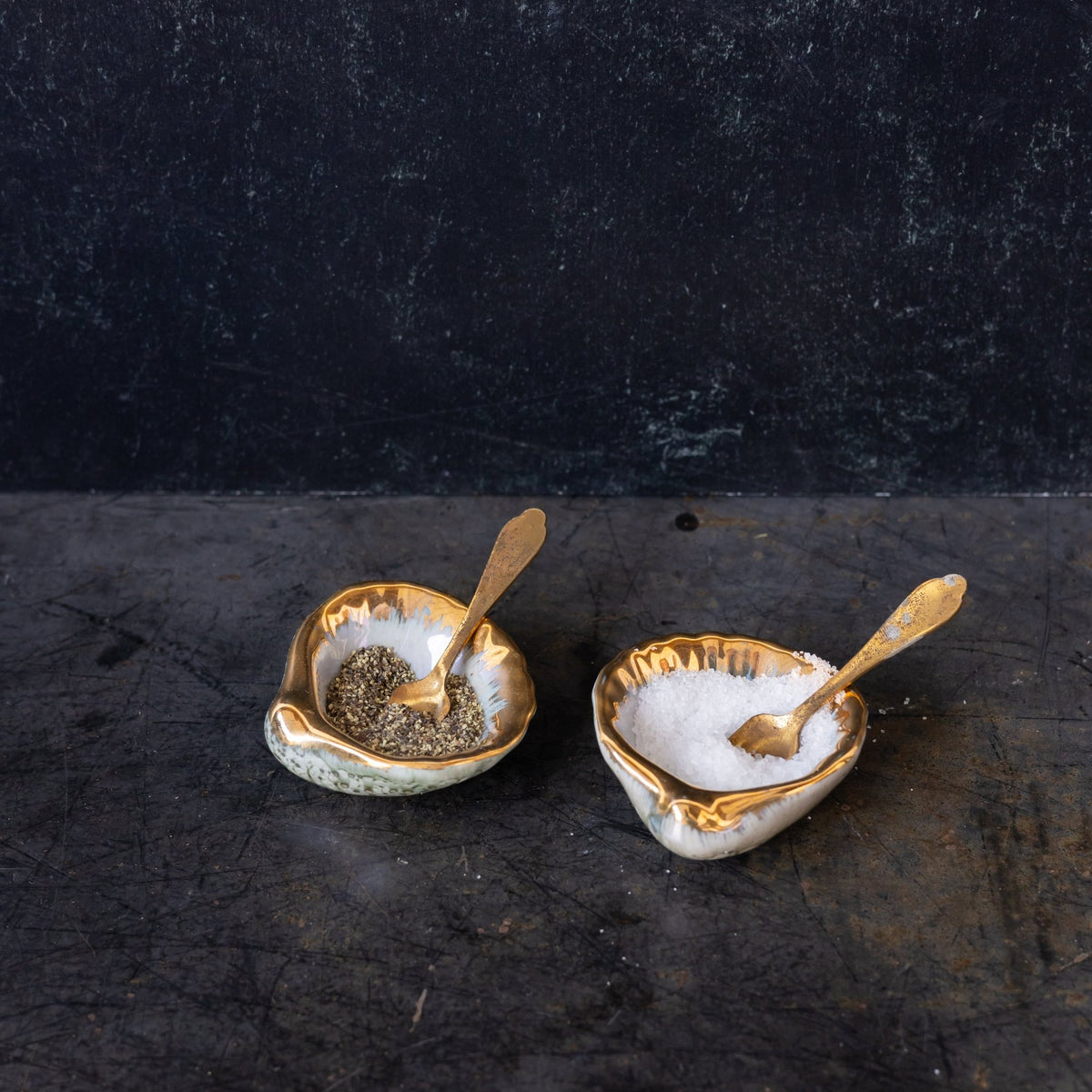Pair of Shell Salt Cellars & Salt Spoons - elsie green - the french kitchen