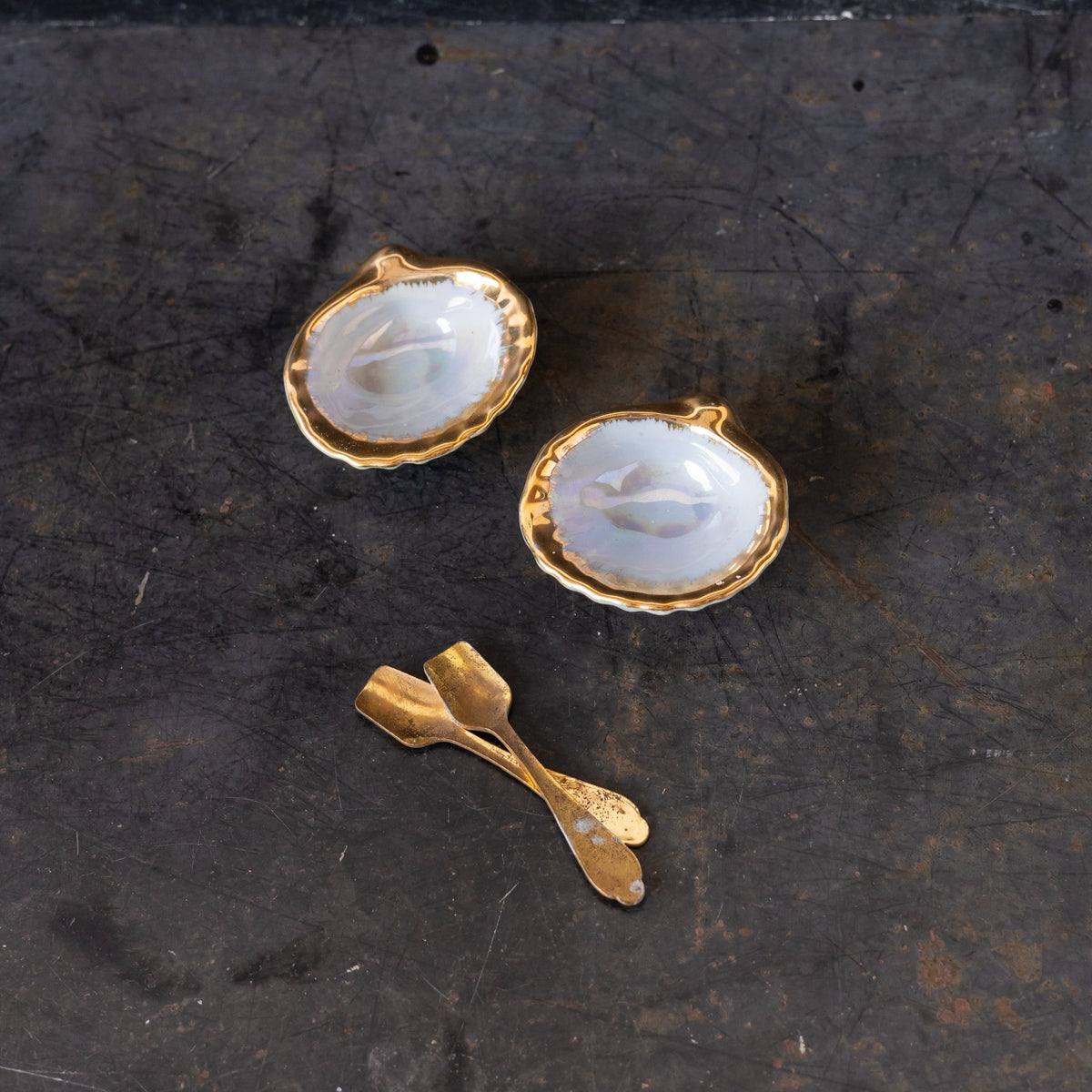 Pair of Shell Salt Cellars & Salt Spoons - elsie green - the french kitchen