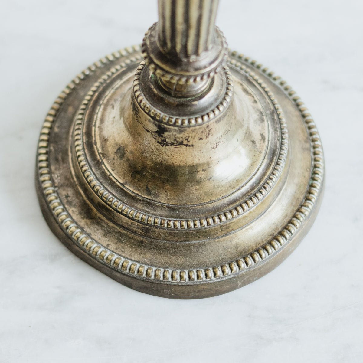 Pair of Silver Candlesticks with Knurling Detail - elsie green - decor