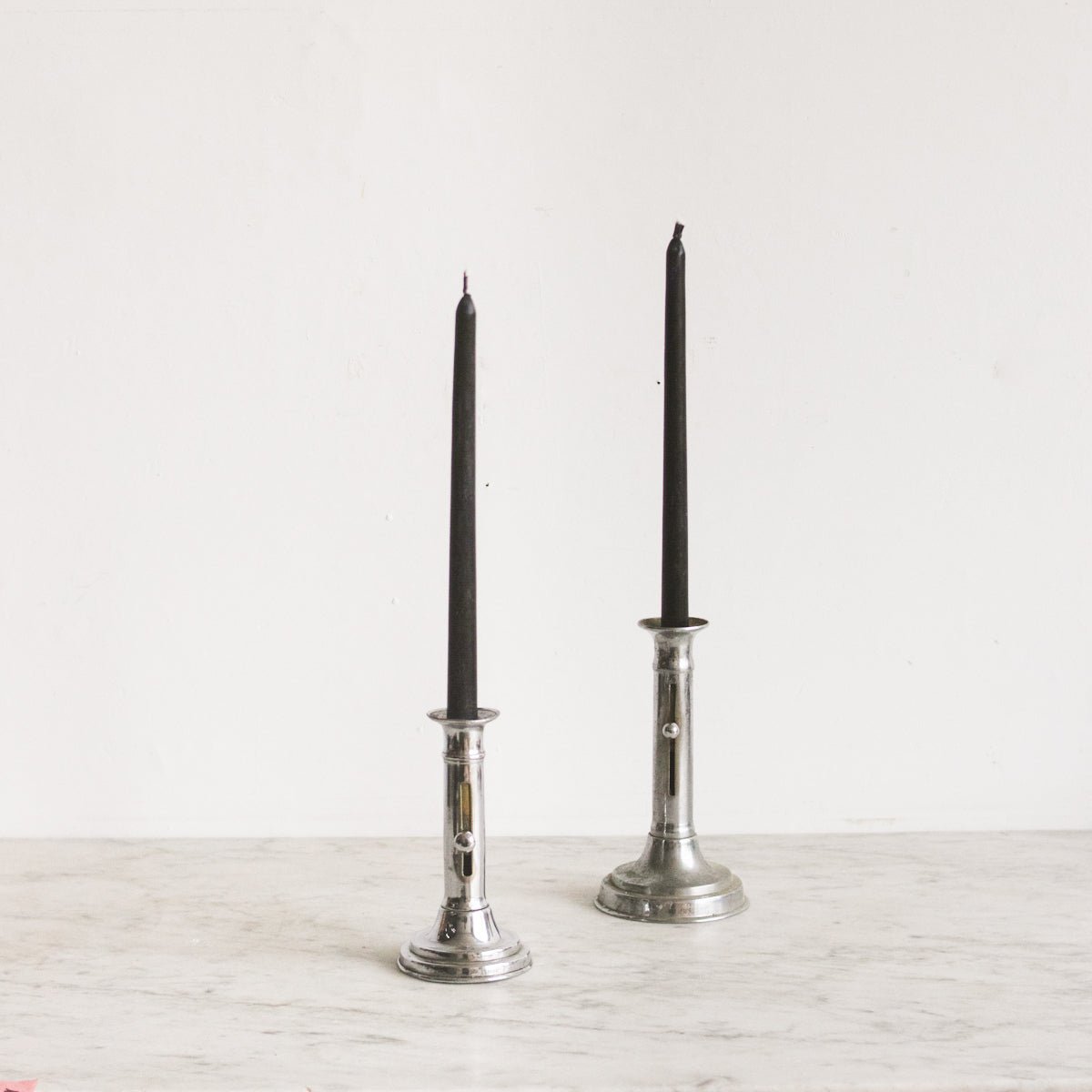 Pair of Silver Push Up Candlesticks - elsie green - decor