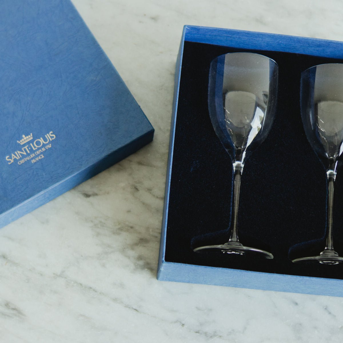 Pair of St. Louis Crystal Wine Glasses - elsie green - the french kitchen