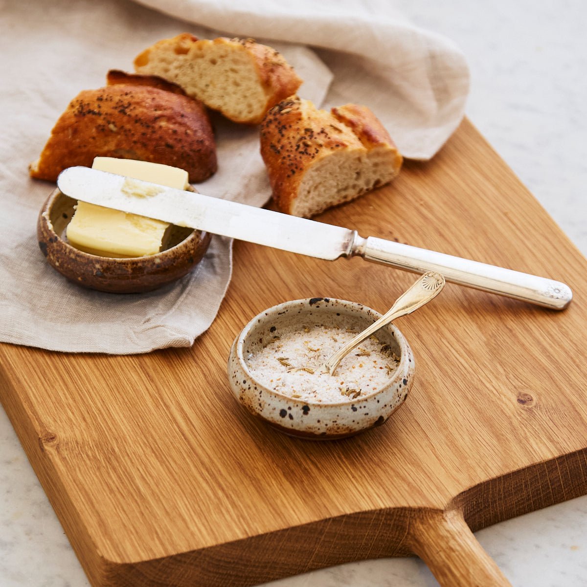 Pair of Stoneware Butter Pats with Knife and Spoon - elsie green - the french kitchen