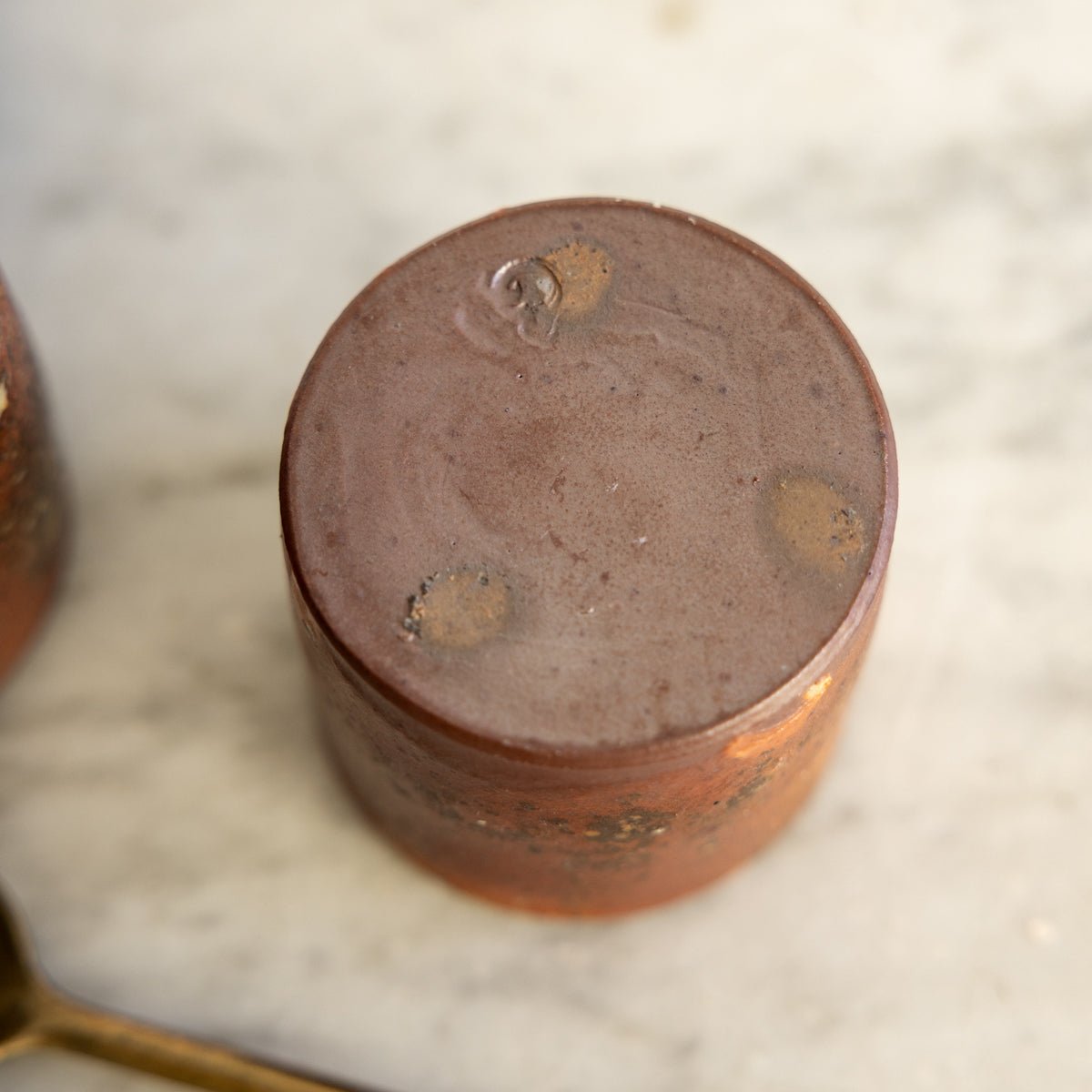 Pair of Stoneware Spice Pots with Cast Brass Spoon - elsie green - the french kitchen