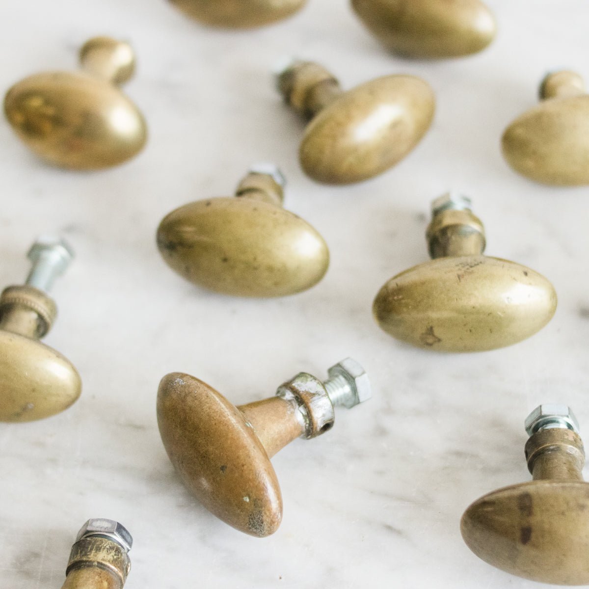 Pair of Unlacquered Brass Cabinet Knobs - elsie green - decor