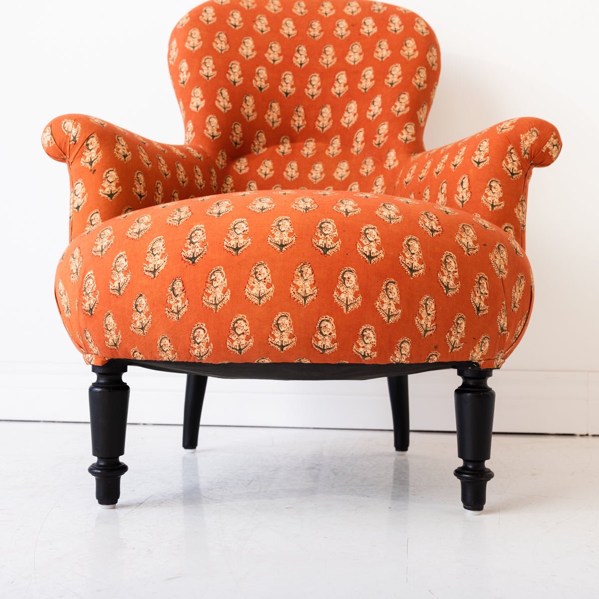 Pair of Vintage Block Print Arm Chairs | Bimala Saffron - elsie green - Furniture