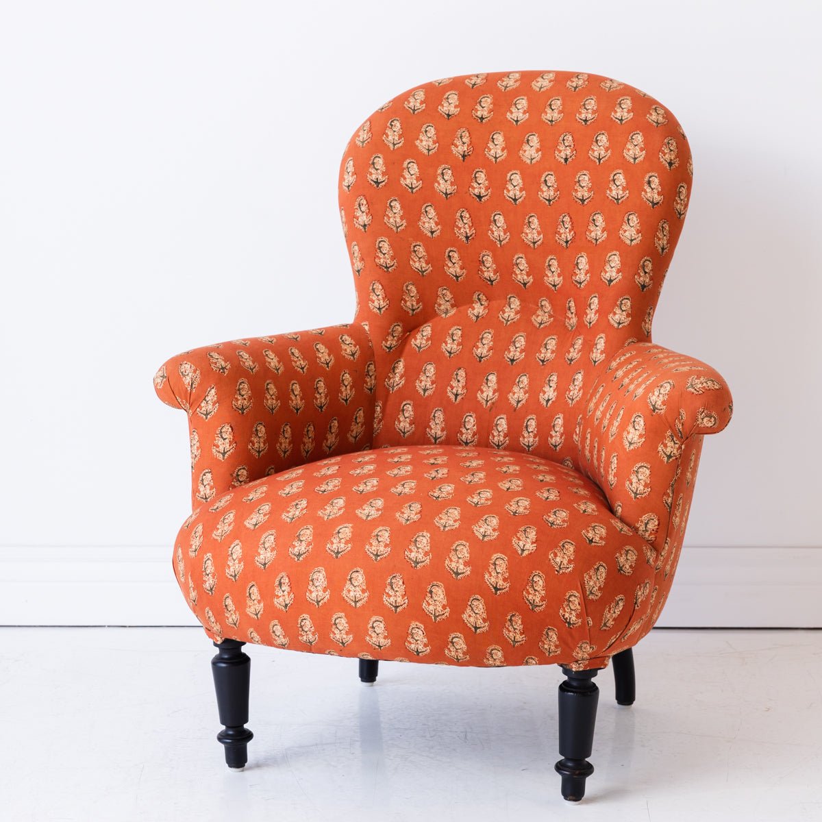 Pair of Vintage Block Print Arm Chairs | Bimala Saffron - elsie green - Furniture