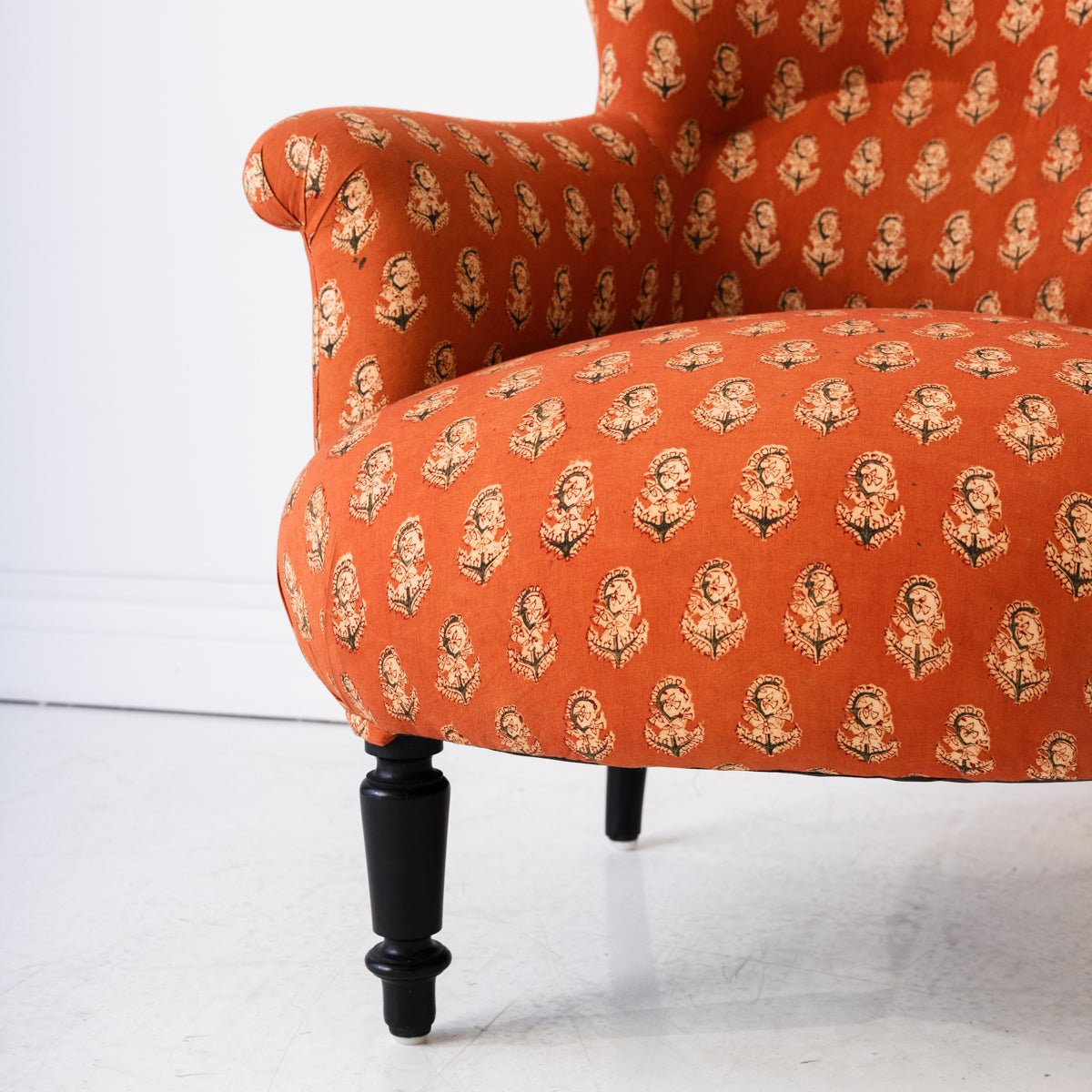 Pair of Vintage Block Print Arm Chairs | Bimala Saffron - elsie green - Furniture