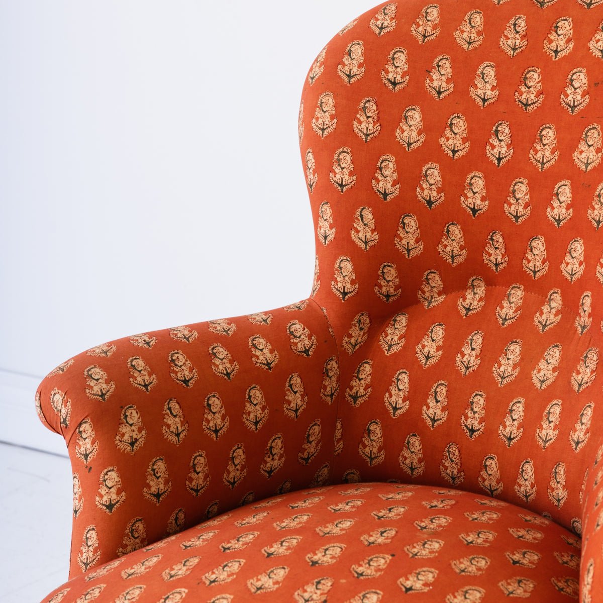 Pair of Vintage Block Print Arm Chairs | Bimala Saffron - elsie green - Furniture