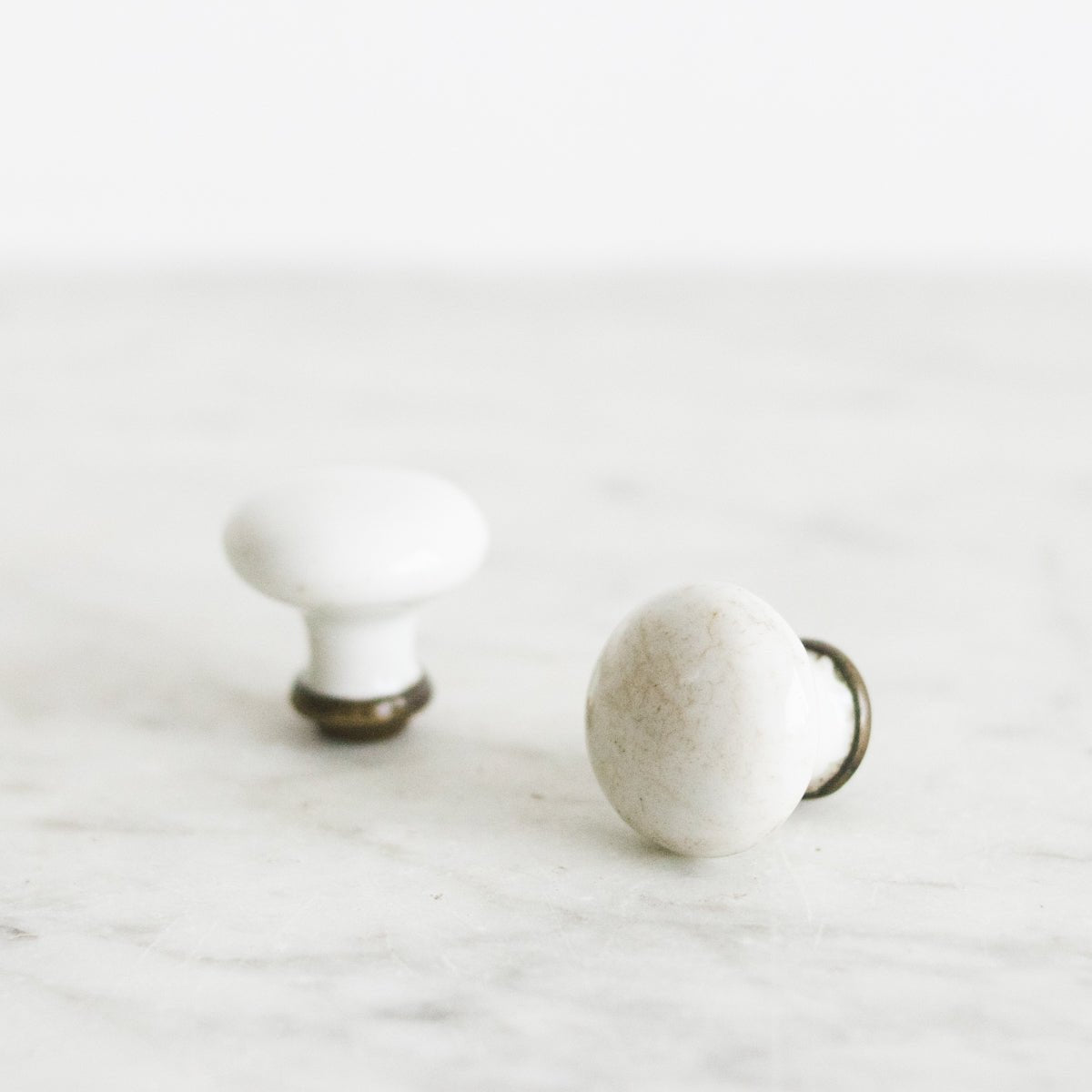 Pair of White Porcelain Cabinet Knobs - elsie green - decor