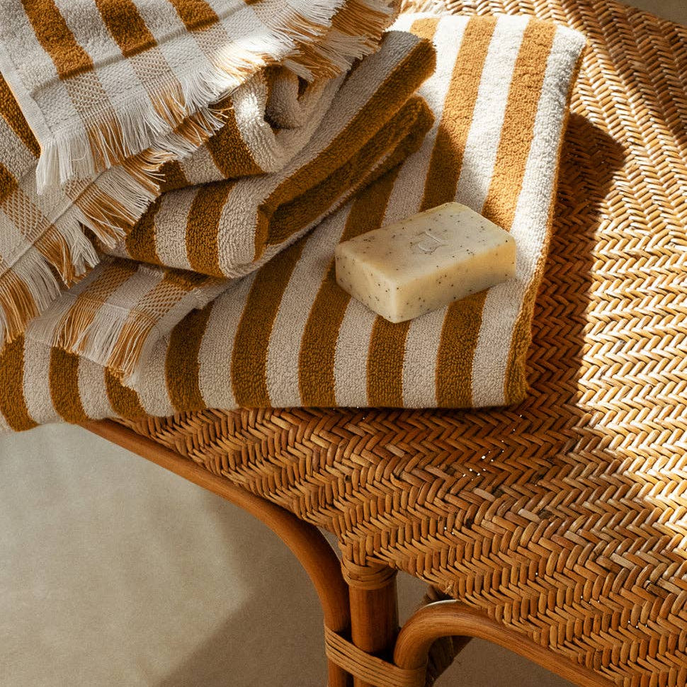 Pembroke Stripe Cotton Towel - elsie green - Textiles