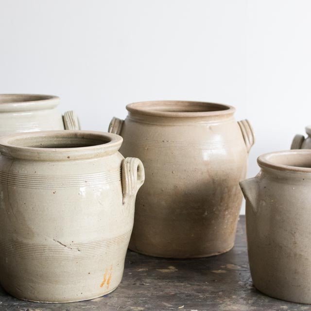 Perfectly Imperfect Vintage Stoneware Crock - elsie green - the french kitchen