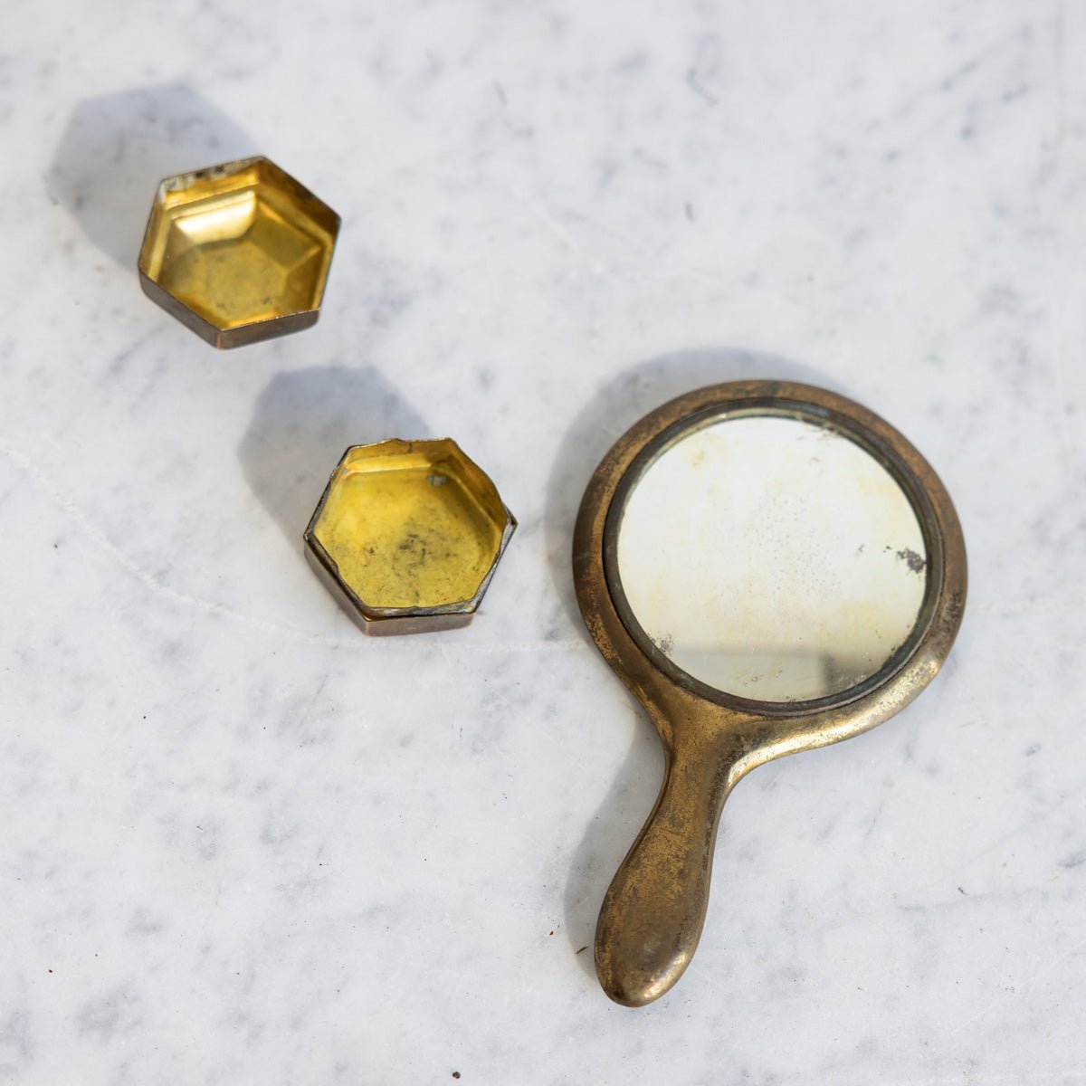 Petite Brass Mirror & Pillbox - elsie green - decor