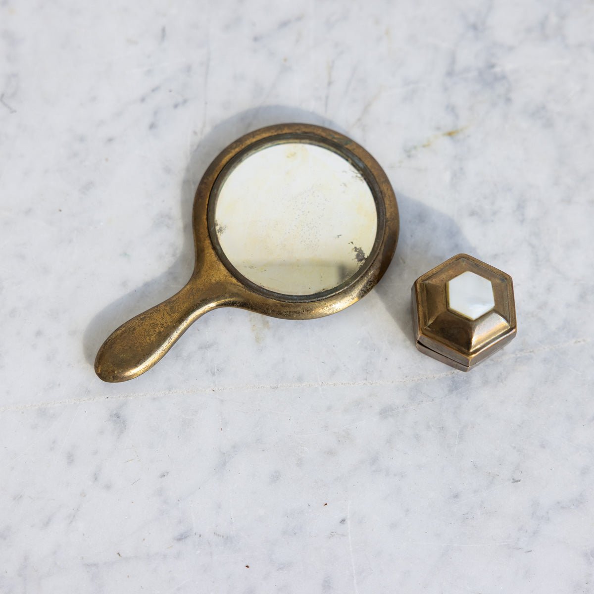 Petite Brass Mirror & Pillbox - elsie green - decor