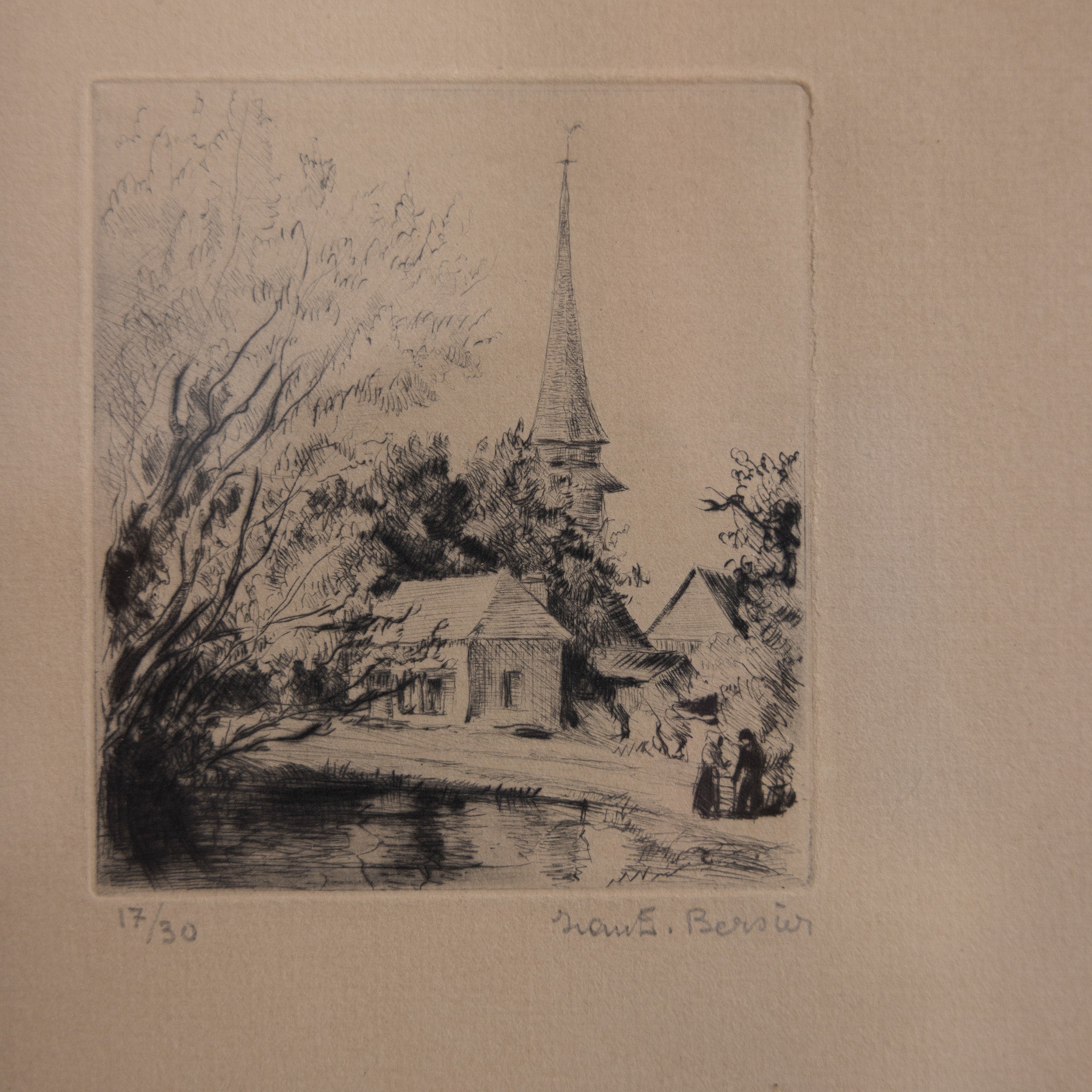 Petite Etching with Chapel | Bersier - elsie green - art