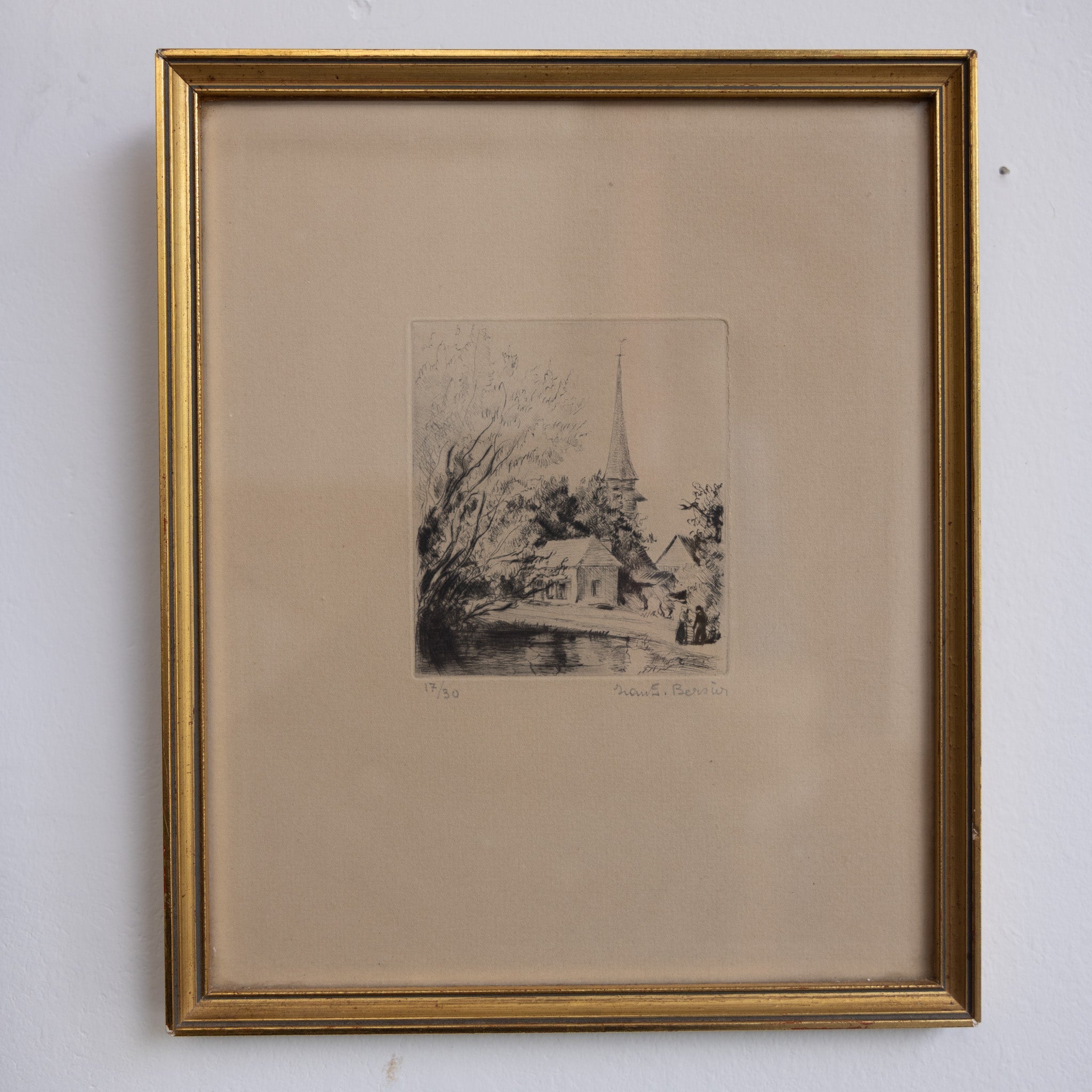 Petite Etching with Chapel | Bersier - elsie green - art