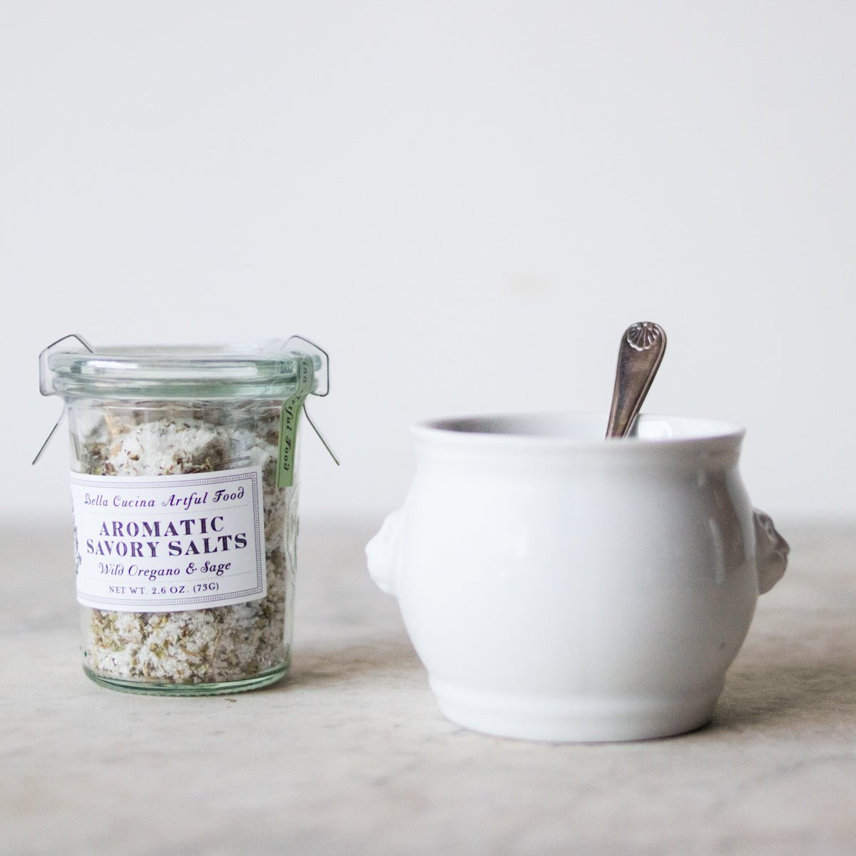 Petite Lion Pot with Flavored Salt & Silver Spoon - elsie green - the french kitchen