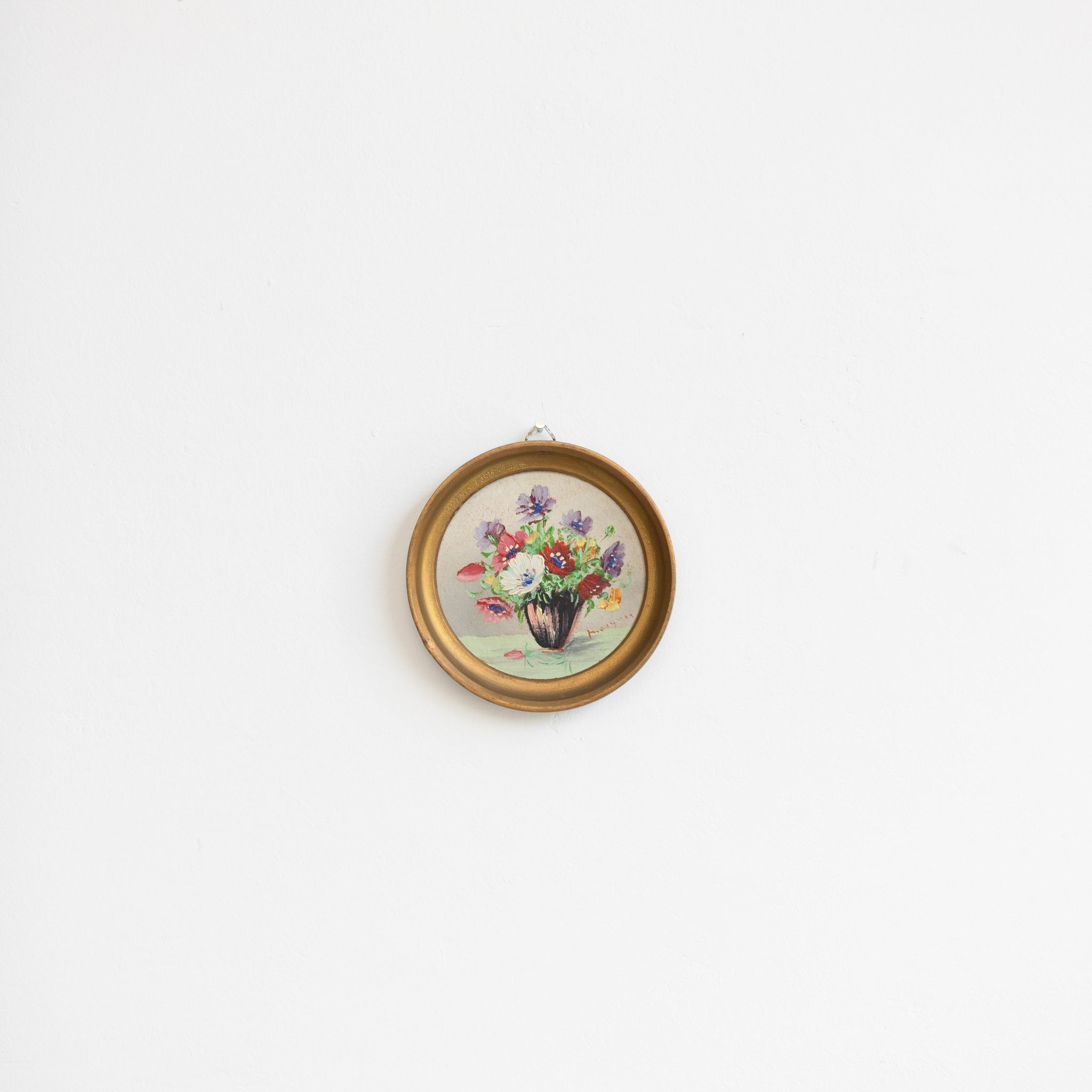 Petite Round Floral Still Life Oil Painting - elsie green - art