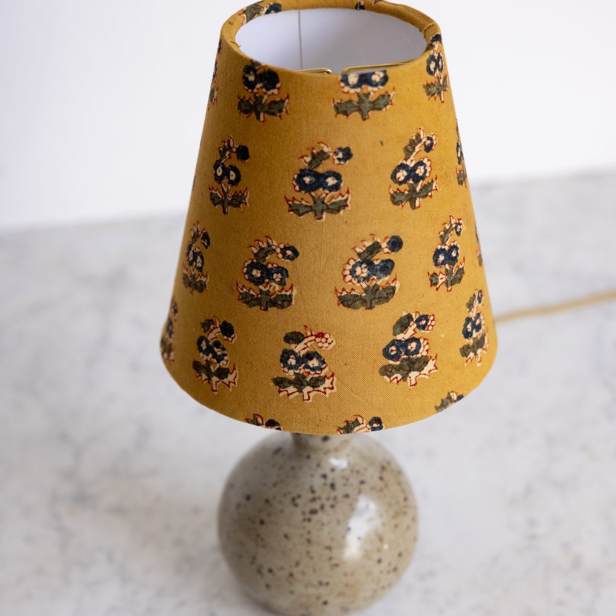 Petite Sandstone Lamp with Block Print Shade - elsie green - decor