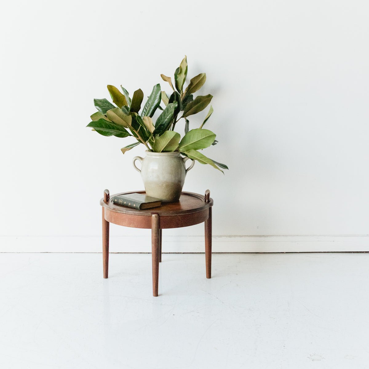Petite Side Table with Leather Top - elsie green - furniture
