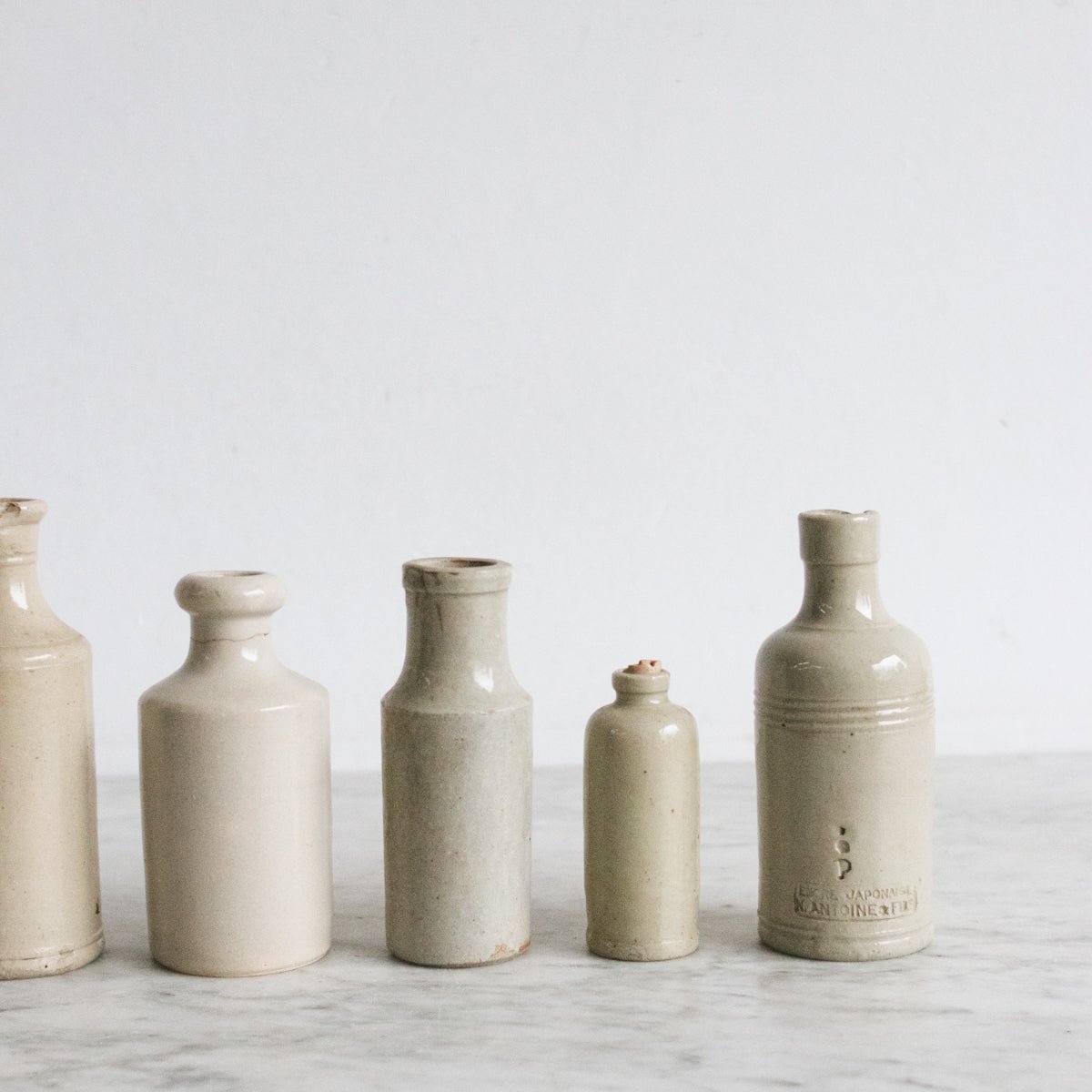 Petite Stoneware Bottle Set of 5 - elsie green - The French Kitchen