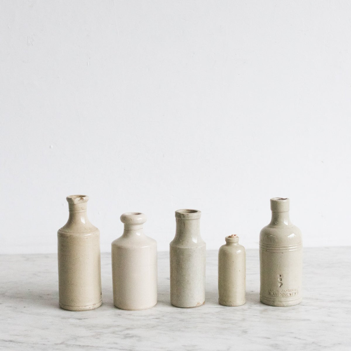 Petite Stoneware Bottle Set of 5 - elsie green - The French Kitchen