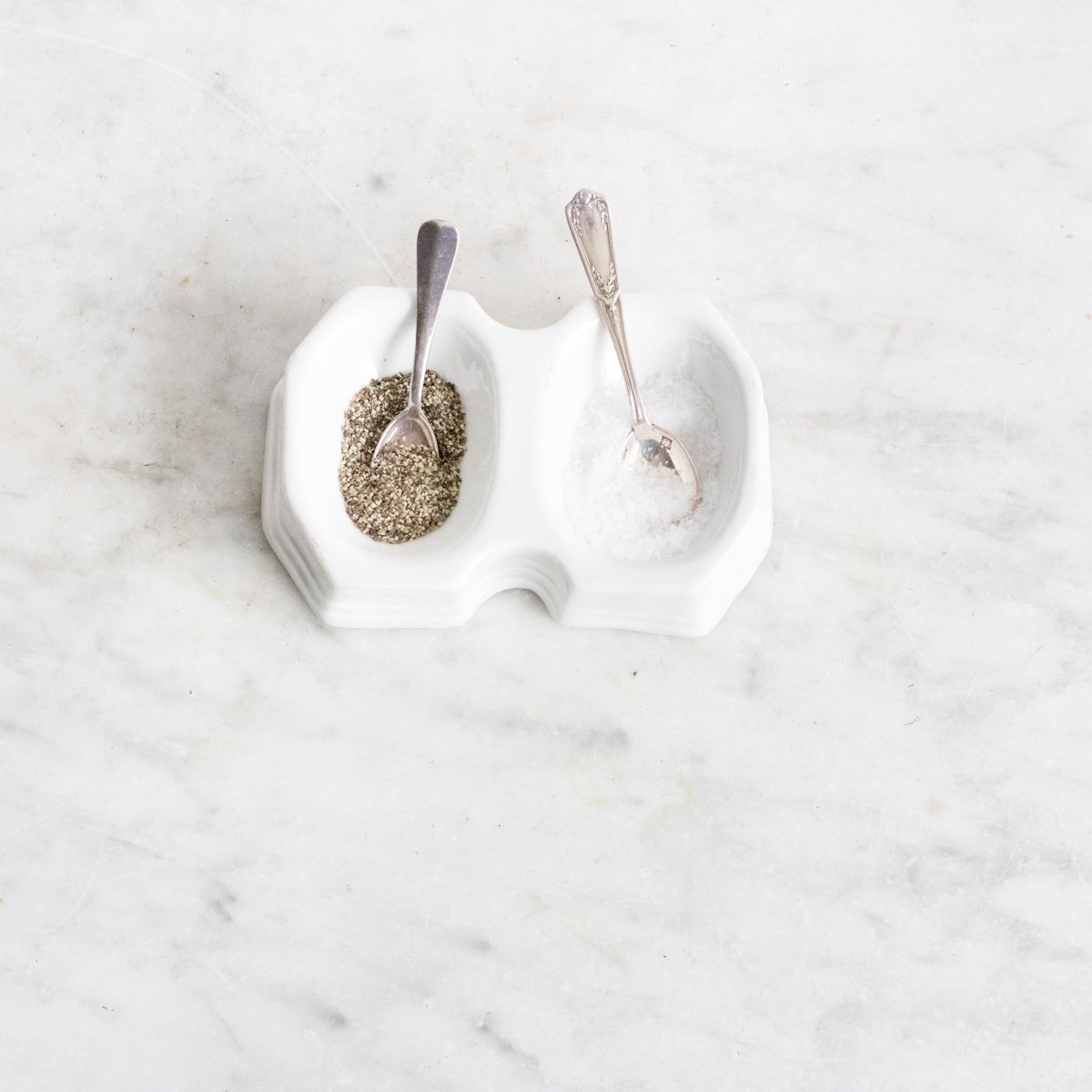 Porcelain Salt Cellar With Salt Spoons - elsie green - The French Kitchen