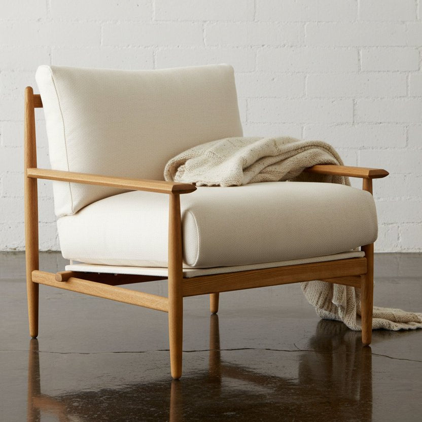 Reclaimed Oak and Linen Accent Chair - elsie green - reclaimed wood furniture