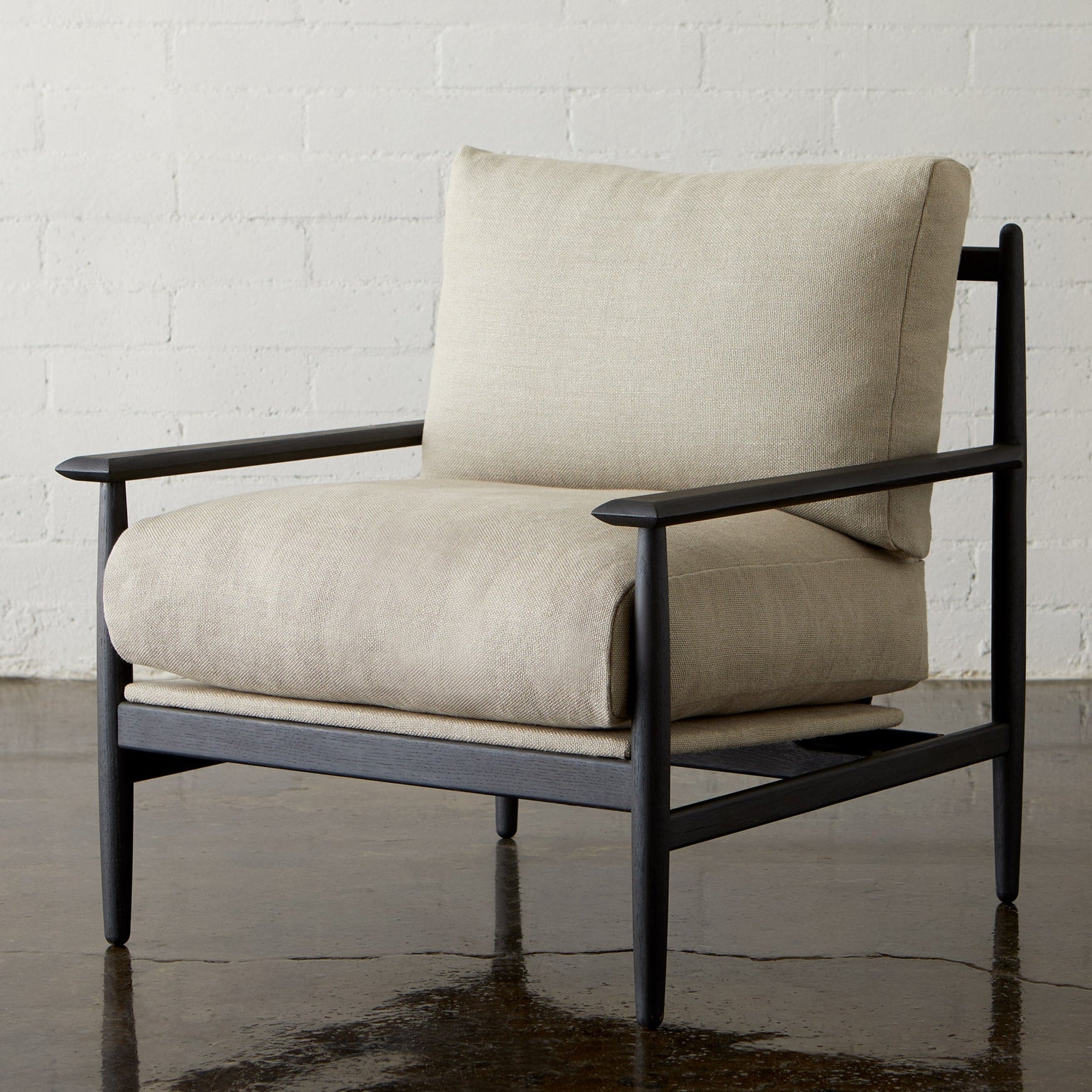 Reclaimed Oak and Linen Accent Chair - elsie green - reclaimed wood furniture