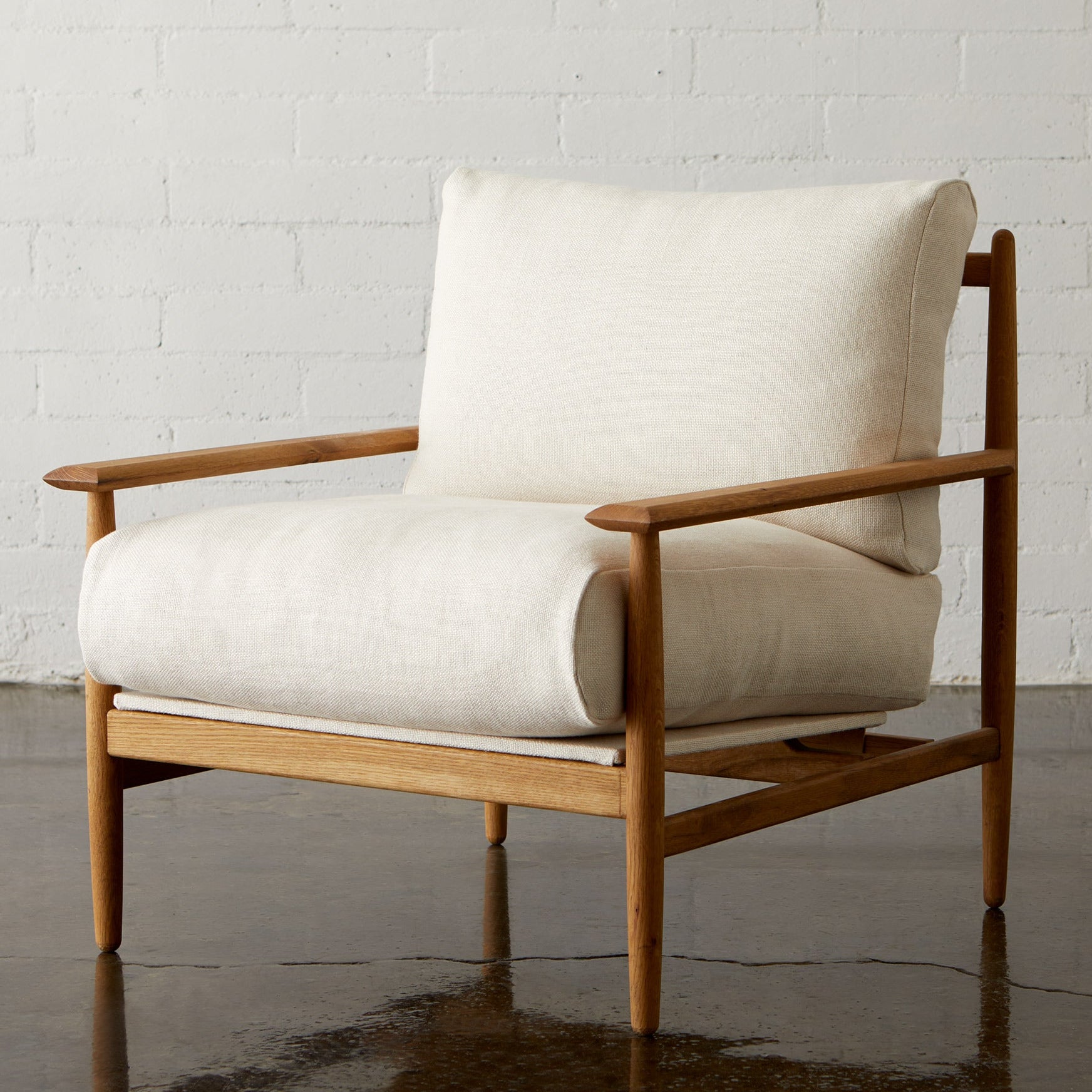 Reclaimed Oak and Linen Accent Chair - elsie green - reclaimed wood furniture