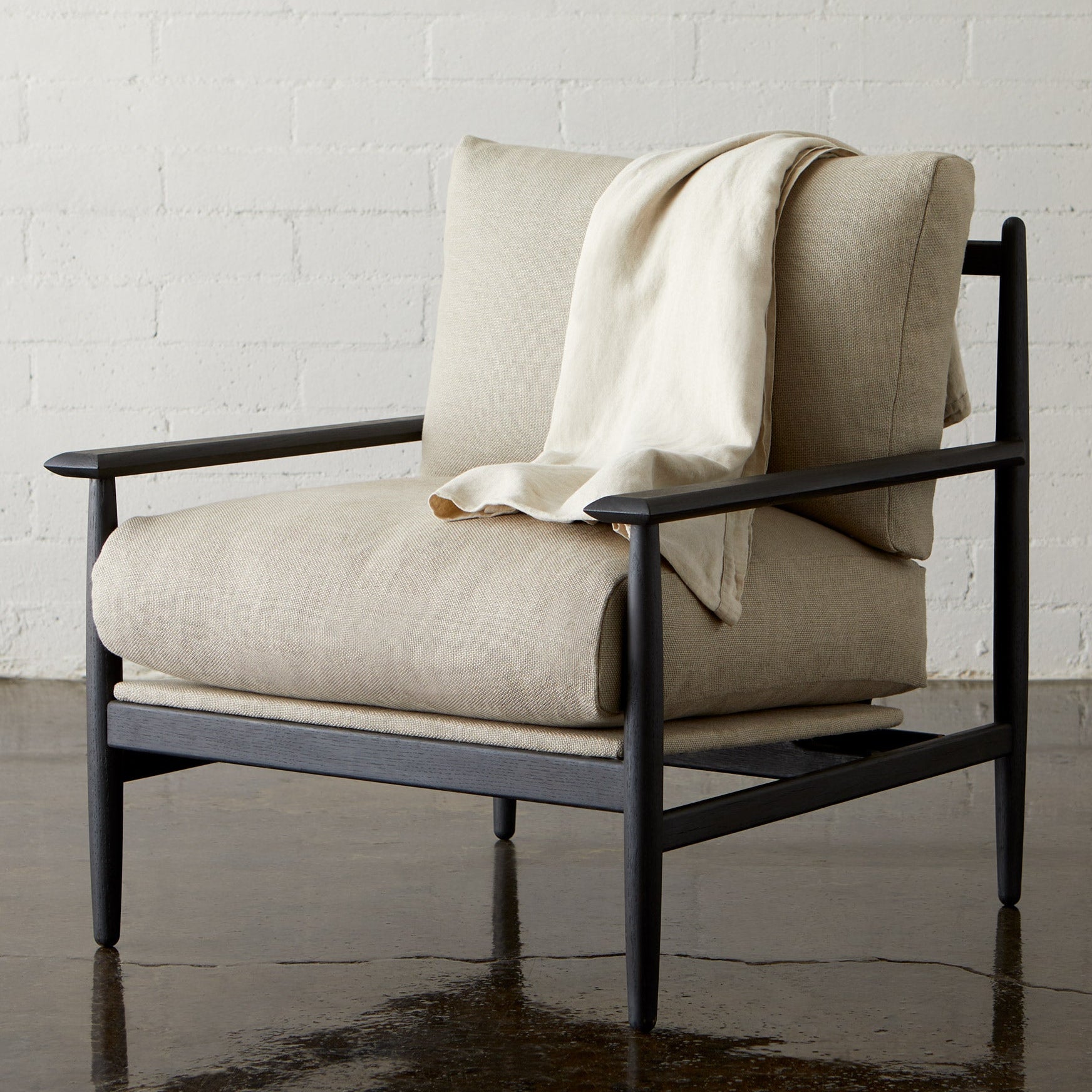 Reclaimed Oak and Linen Accent Chair - elsie green - reclaimed wood furniture