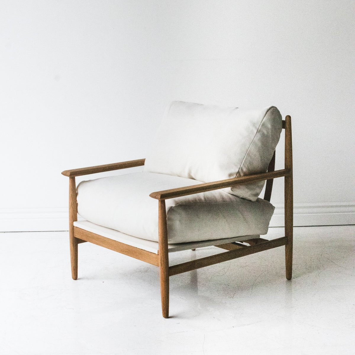 Reclaimed Oak and Linen Accent Chair - elsie green - reclaimed wood furniture