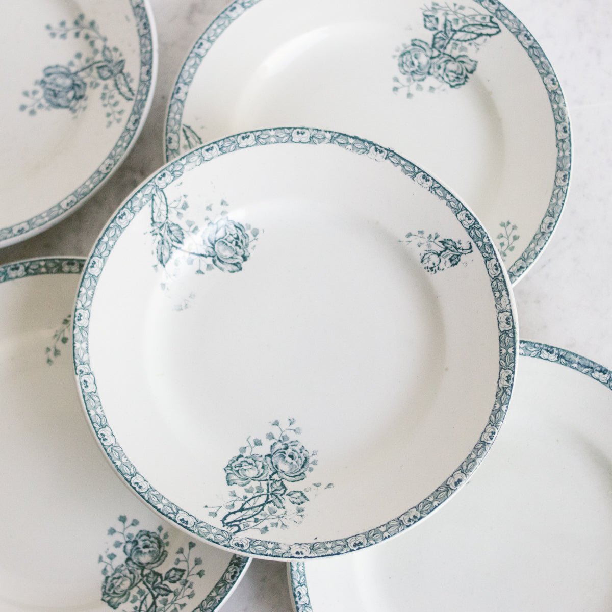 Roumanie Transferware Plate Set of 5 - elsie green - The French Kitchen