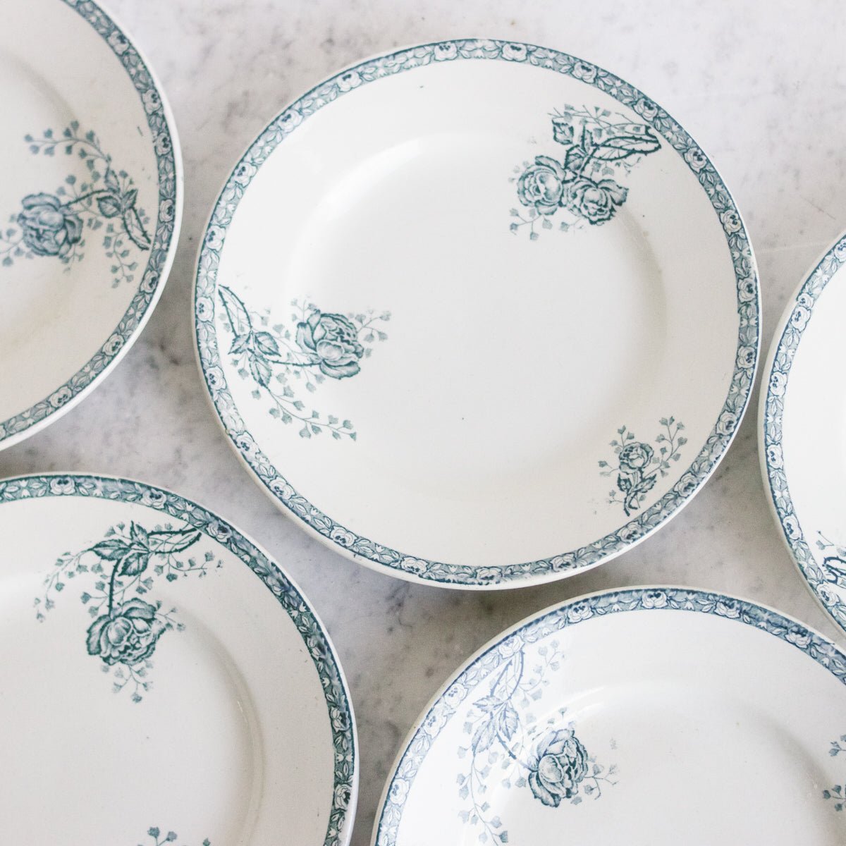 Roumanie Transferware Plate Set of 5 - elsie green - The French Kitchen