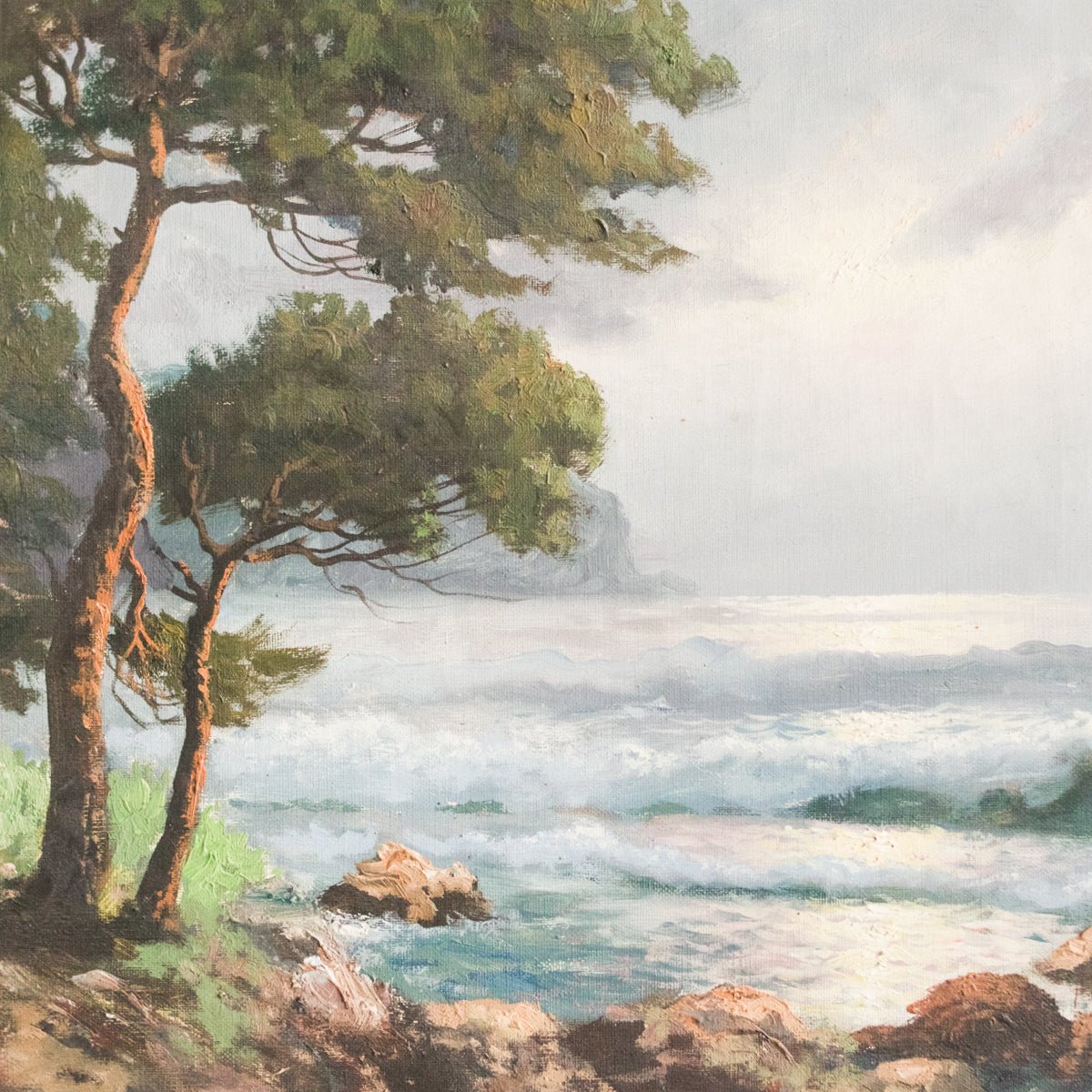 Seascape with Crashing Waves Oil Painting - elsie green - art