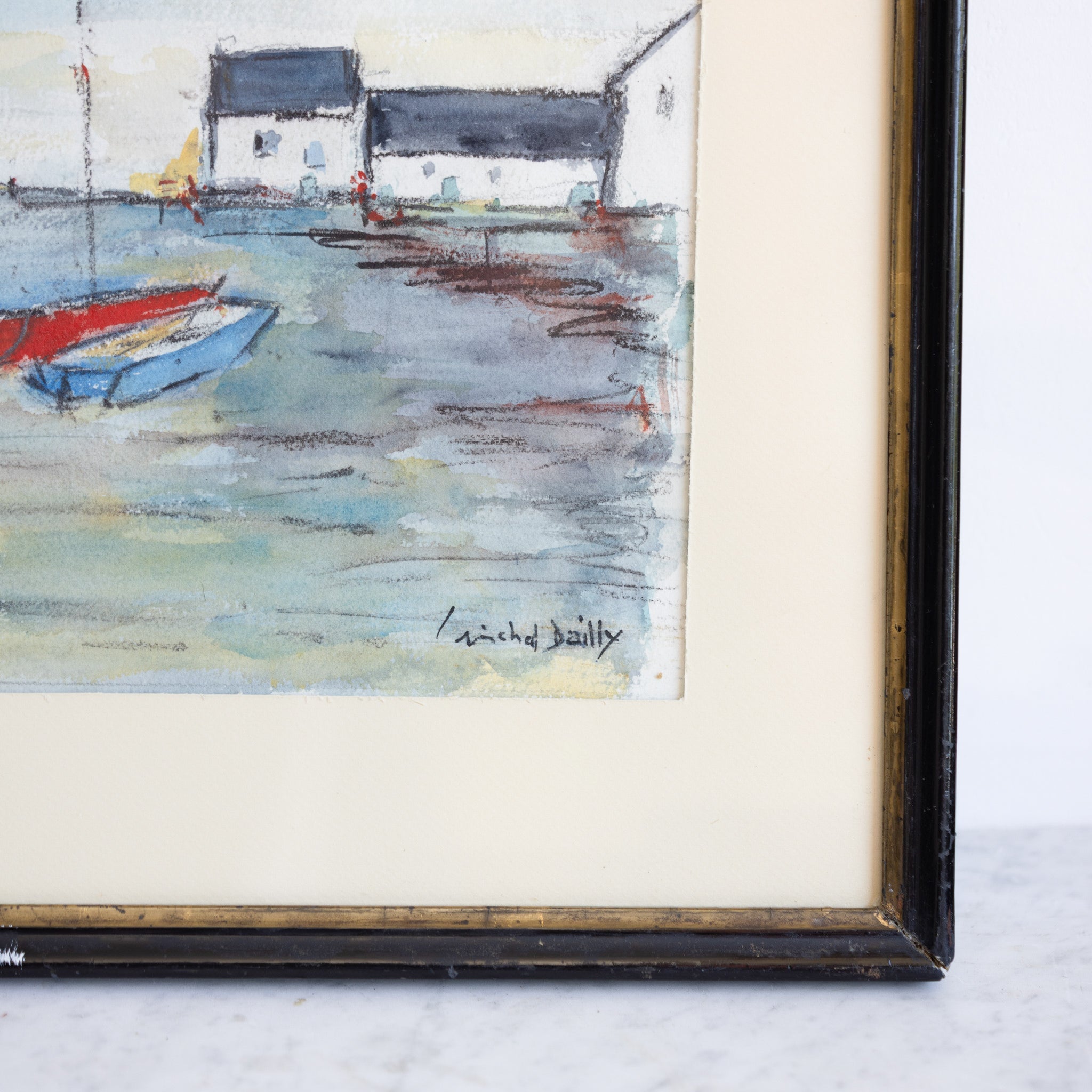 Seascape with Sailboat Watercolor Painting - elsie green - art