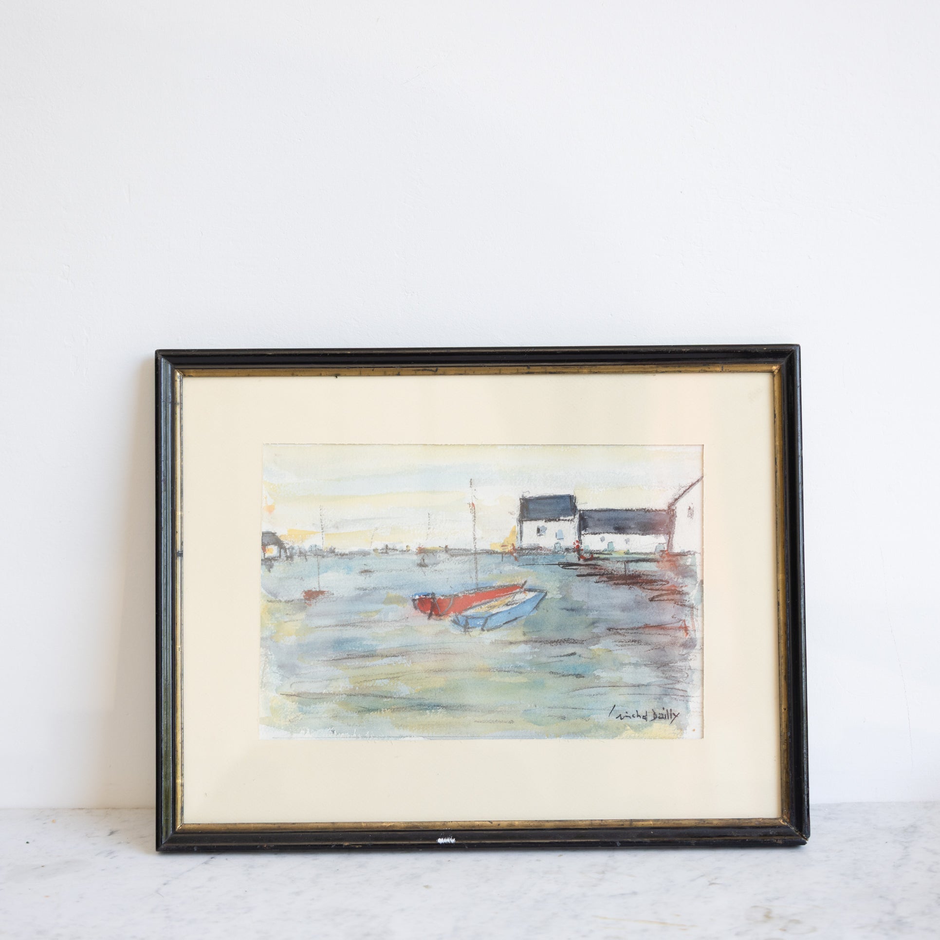 Seascape with Sailboat Watercolor Painting - elsie green - art