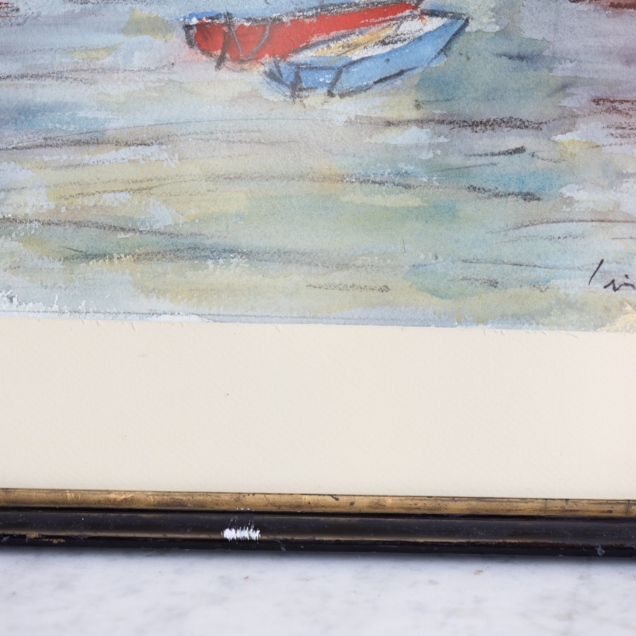 Seascape with Sailboat Watercolor Painting - elsie green - art