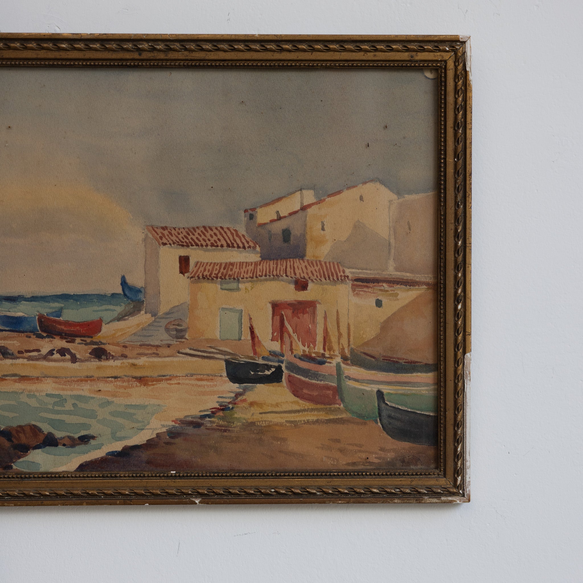 Seaside Village Watercolor Paintings - elsie green - art
