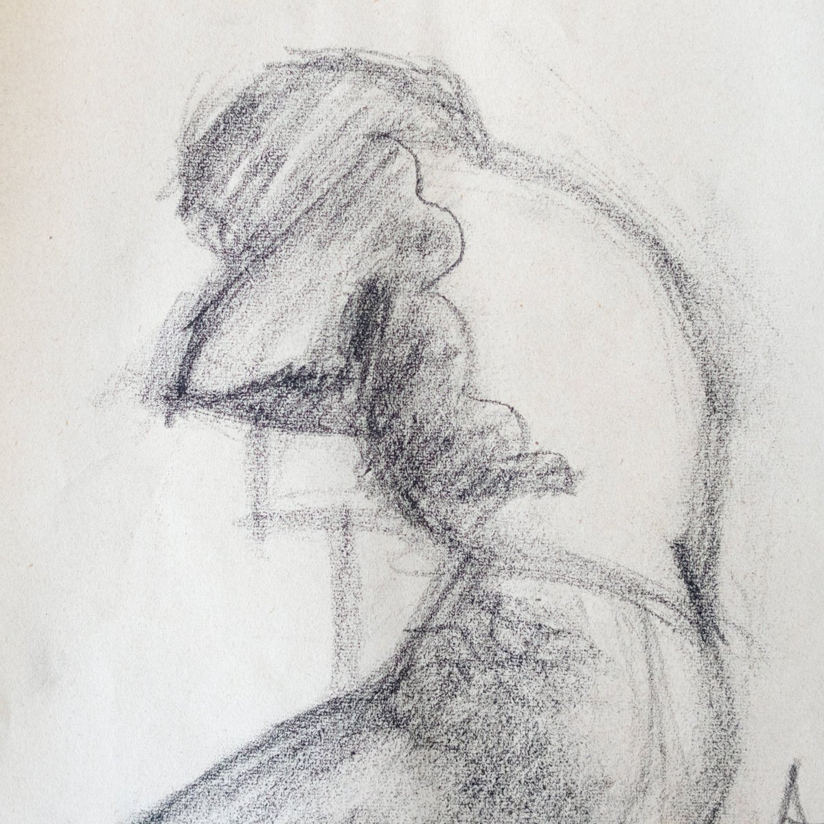 Seated Figure Charcoal Drawing - elsie green - art