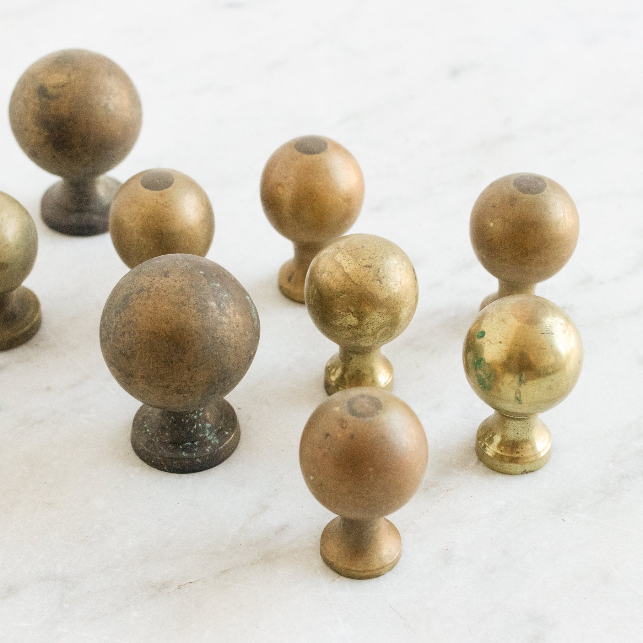 Set Of 9 Brass Knobs - elsie green - decor