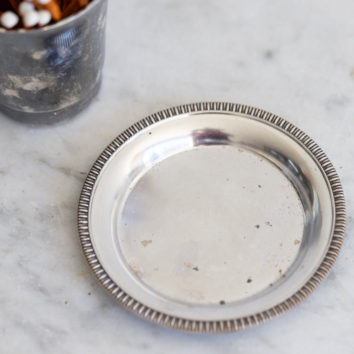 Silver Match Caddy with Silver Coaster - elsie green - Decor