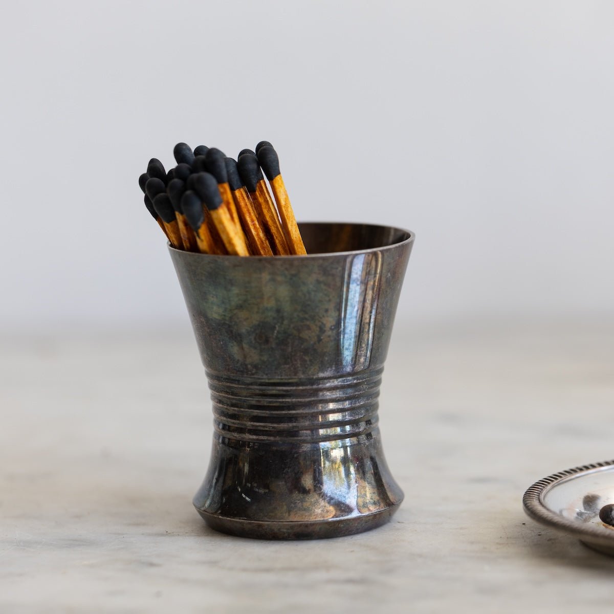 Silver Match Caddy with Silver Coaster - elsie green - Decor