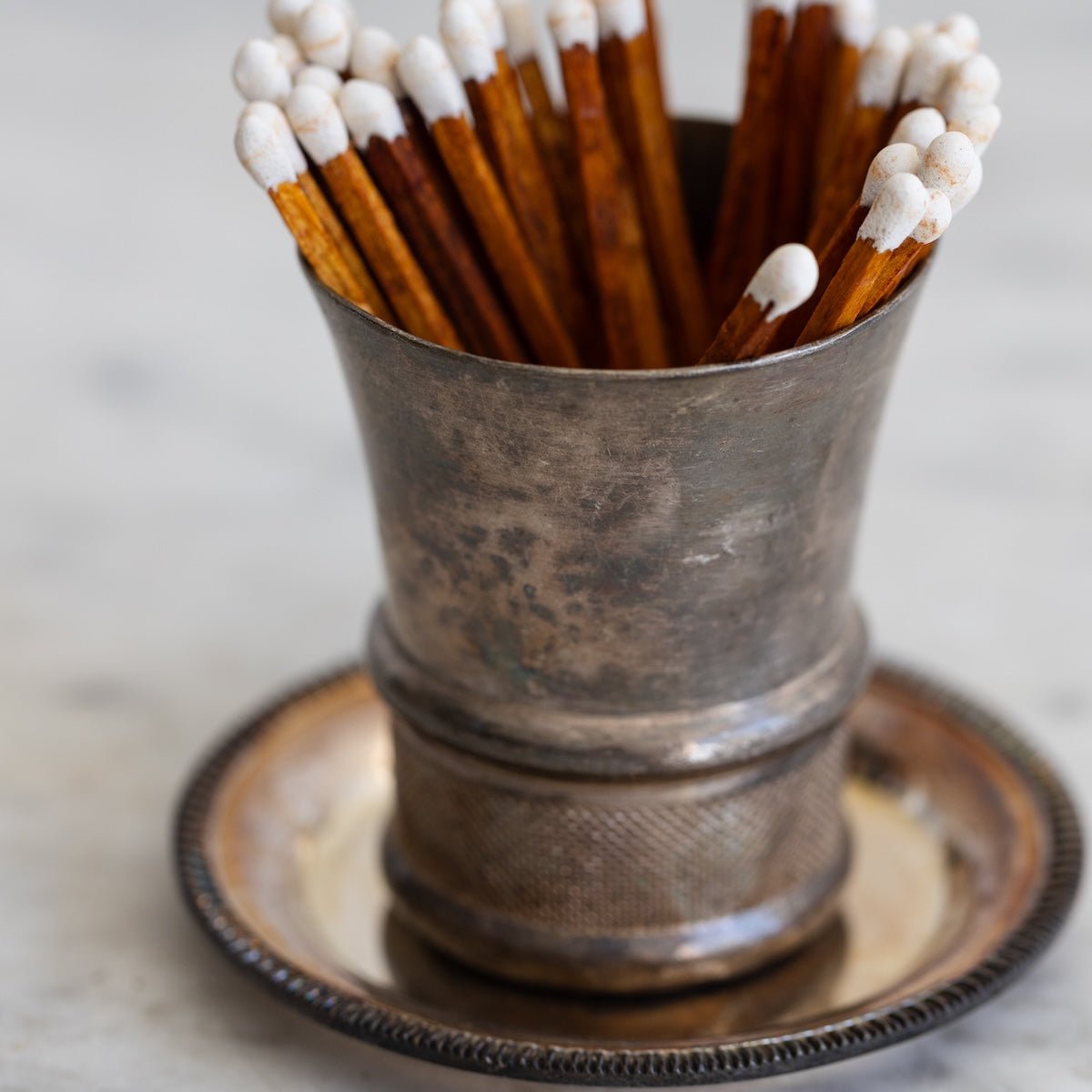 Silver Match Caddy with Silver Coaster - elsie green - Decor