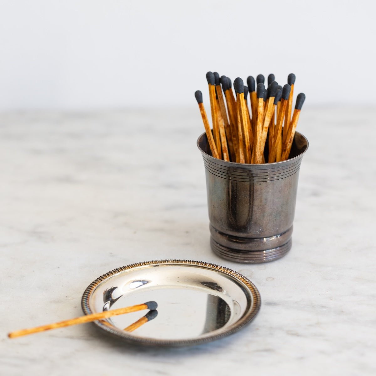 Silver Match Caddy with Silver Coaster - elsie green - Decor