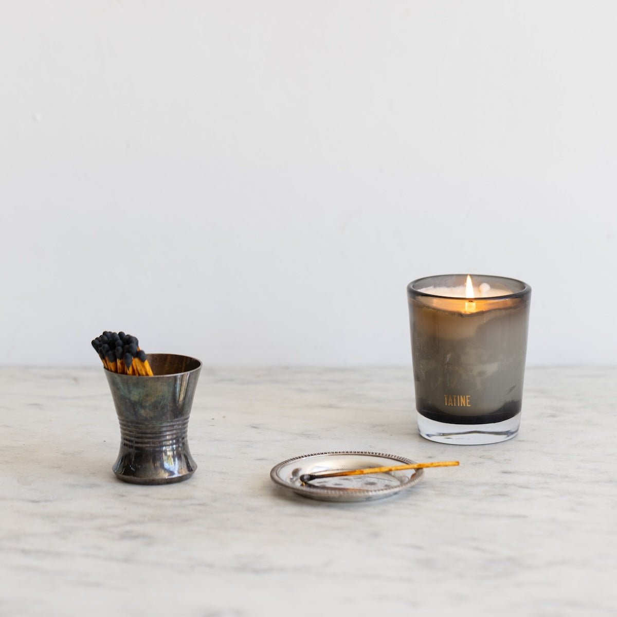 Silver Match Caddy with Silver Coaster - elsie green - Decor