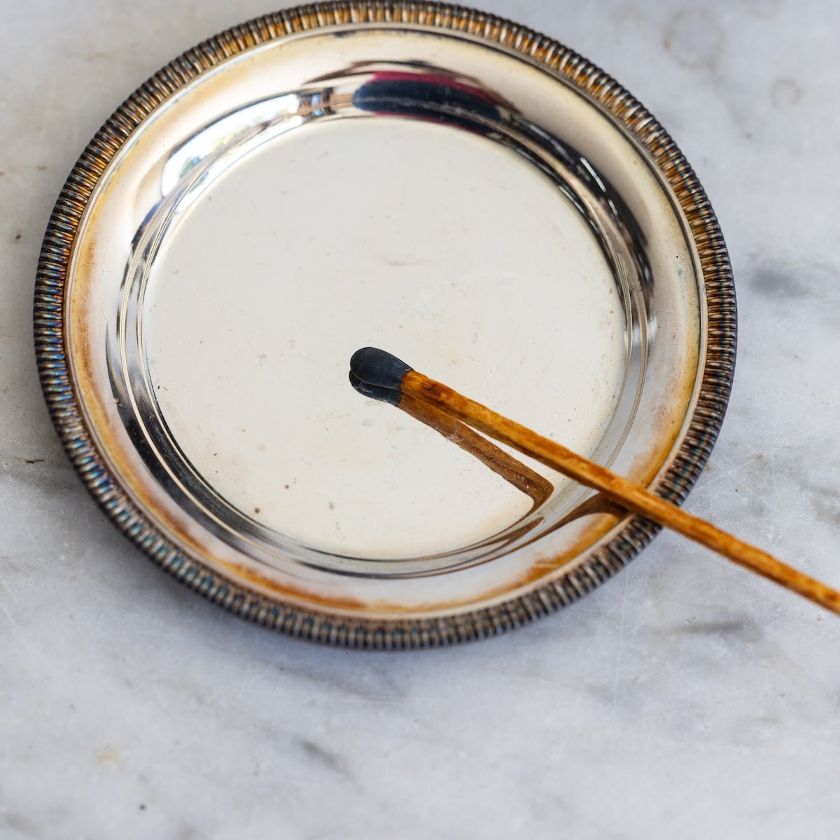 Silver Match Caddy with Silver Coaster - elsie green - Decor